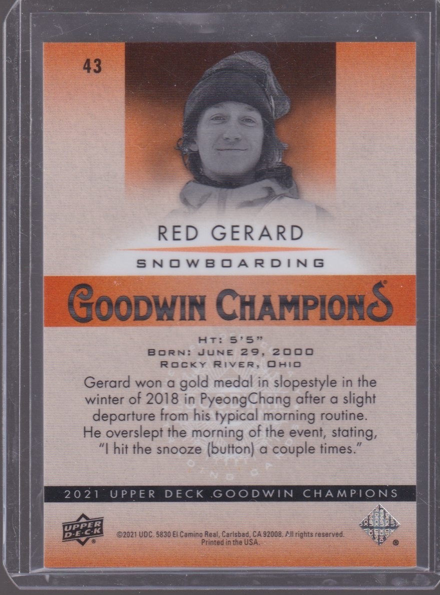 2021 UPPER DECK GOODWIN CHAMPIONS RED GERARD 078/399 ORANGE #43 - Image 2
