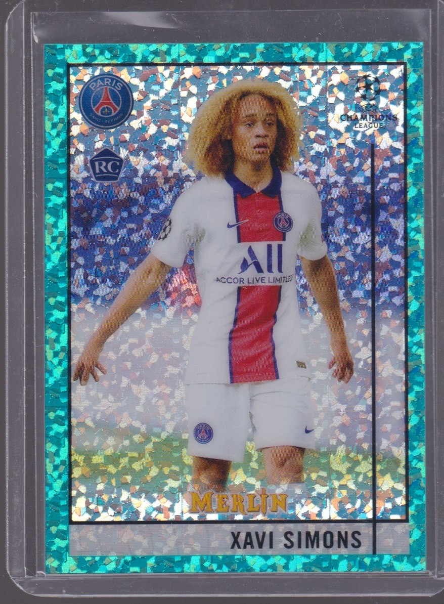 2021 TOPPS MERLIN CHROME XAVI SIMONS ROOKIE 049/175 AQUA SPECKLE #87
