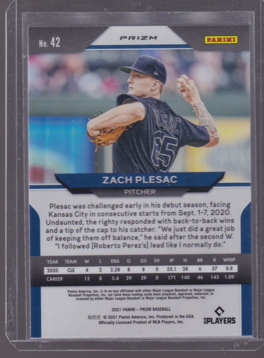 2021 PANINI PRIZM ZACH PLESAC BLUE WAVE #42 - Image 2