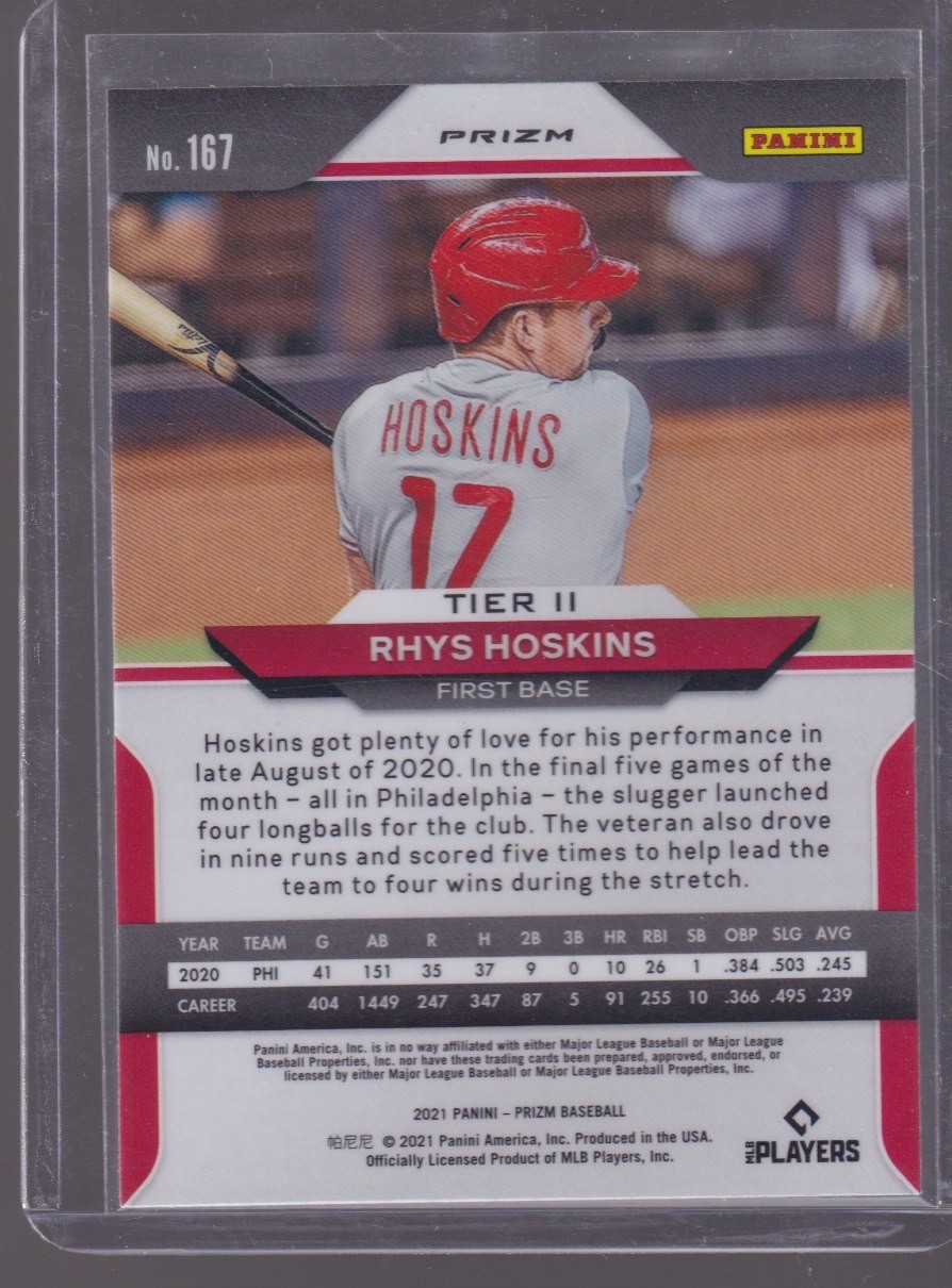 2021 PANINI PRIZM RHYS HOSKINS COSMIC HAZE #167 - Image 2