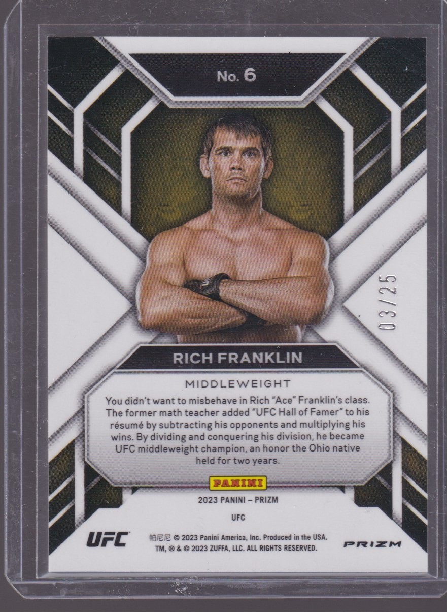 2023 PANINI PRIZM UFC RICH FRANKLIN 03/25 MOJO #6 - Image 2