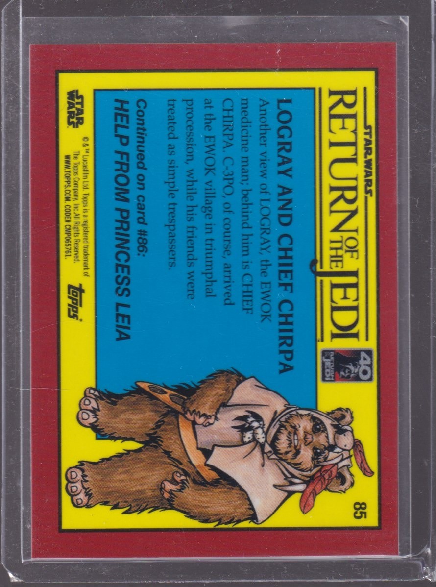2023 TOPPS CHROME SAPPHIRE STAR WARS LOGRAY AND CHIEF CHIRPA #85 - Image 2