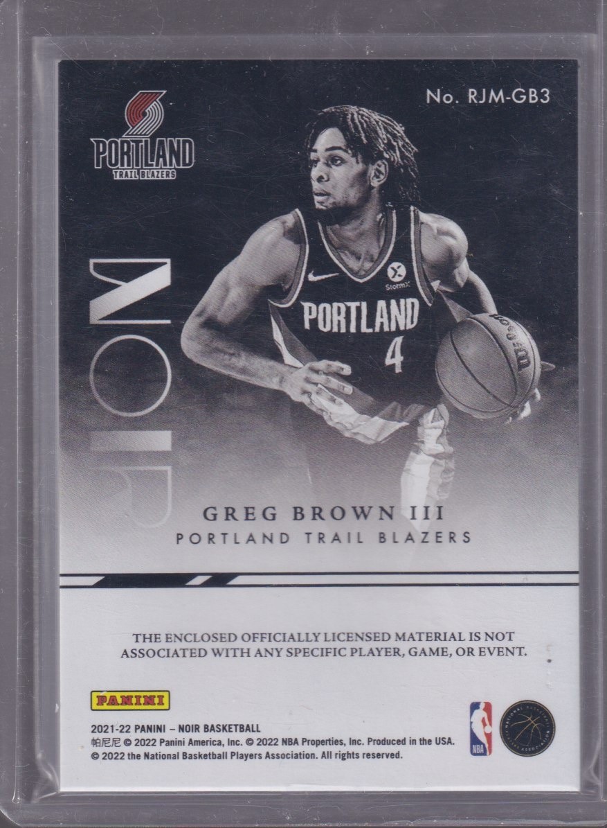 2022 PANINI NOIR GREG BROWN III 38/99 ROOKIE PATCH #RJM-GB3 - Image 2