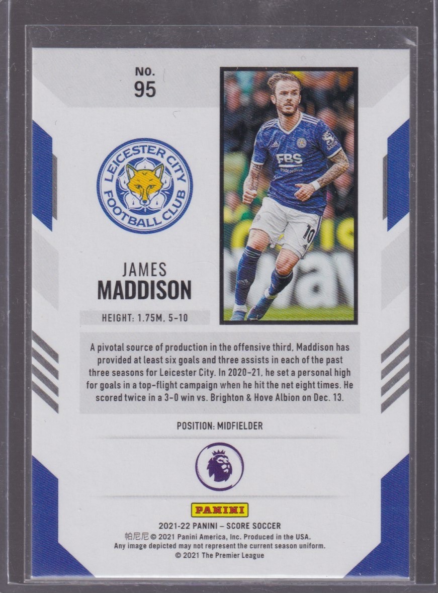 2021 PANINI SCORE JAMES MADDISON 25/99 ORANGE LAVA #95 - Image 2