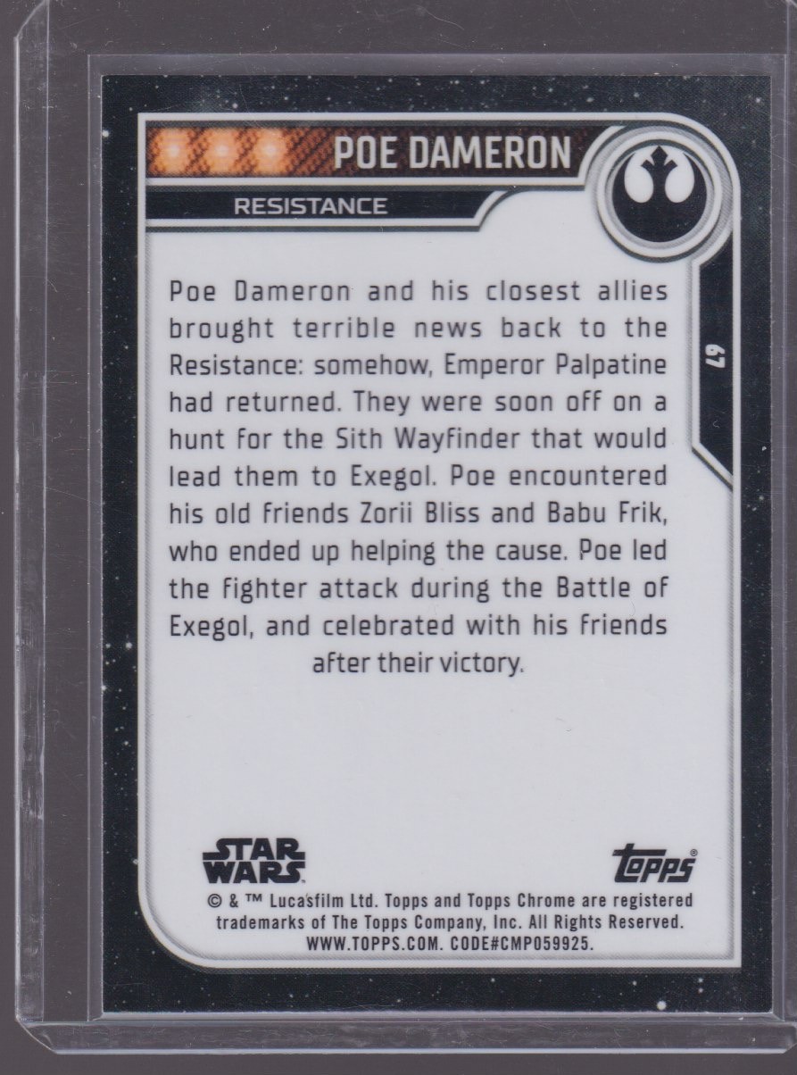2023 TOPPS CHROME STAR WARS POE DAMERON #67 - Image 2