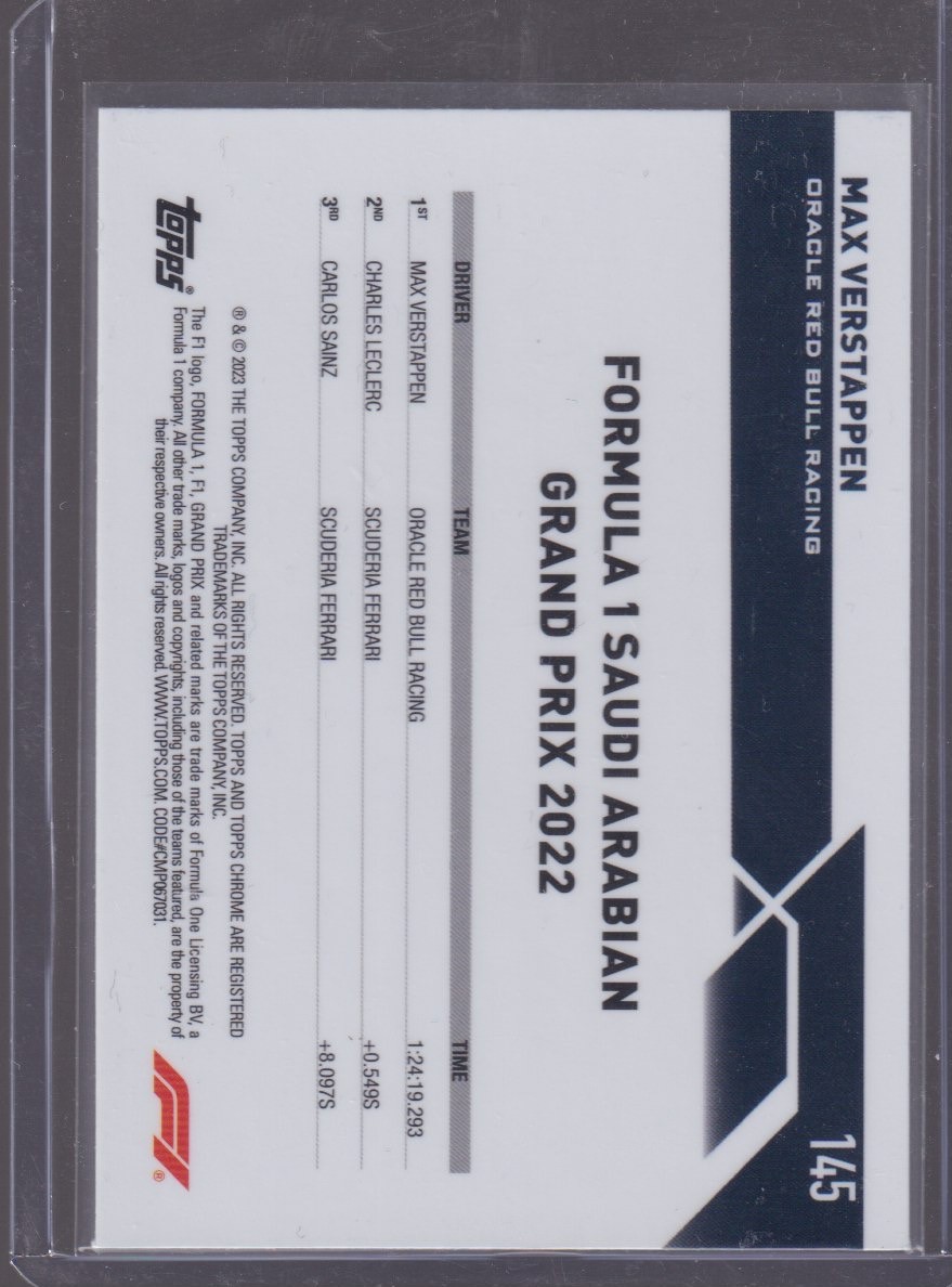 2023 TOPPS CHROME MAX VERSTAPPEN 174/399 PURPLE #145 - Image 2
