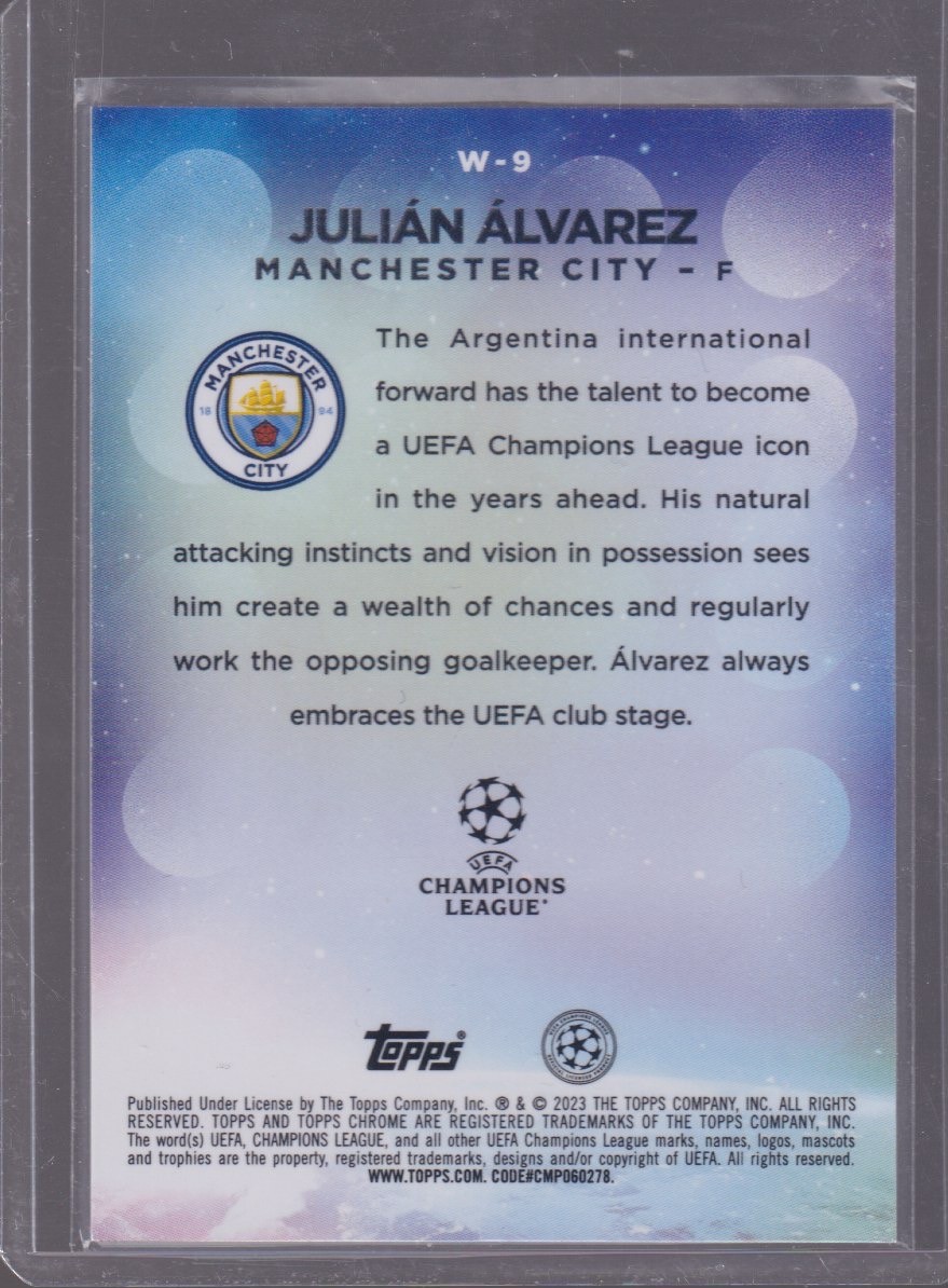 2023 TOPPS CHROME JULIAN ALVAREZ WONDERKIDS #W-9 - Image 2