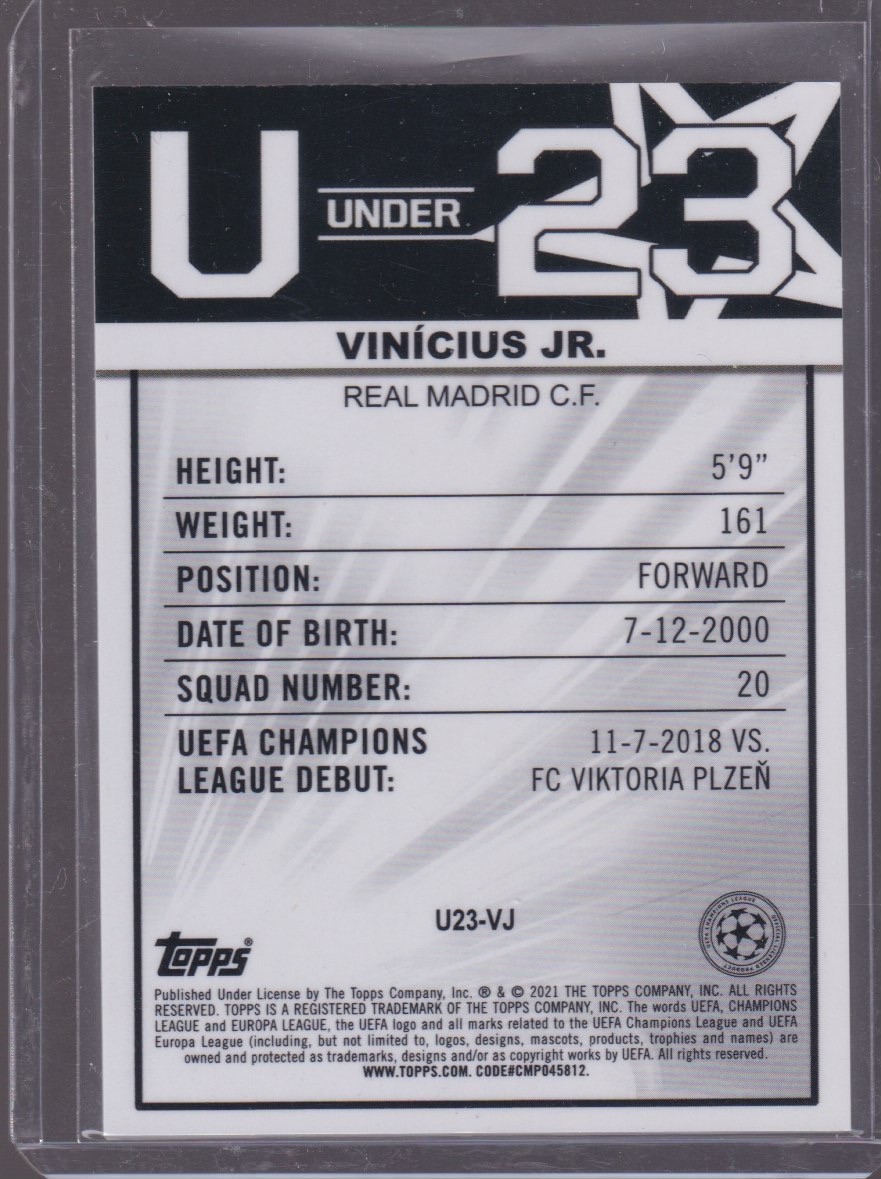 2021 TOPPS MERLIN CHROME VINICIUS JR. UNDER-23 #U23-VJ - Image 2