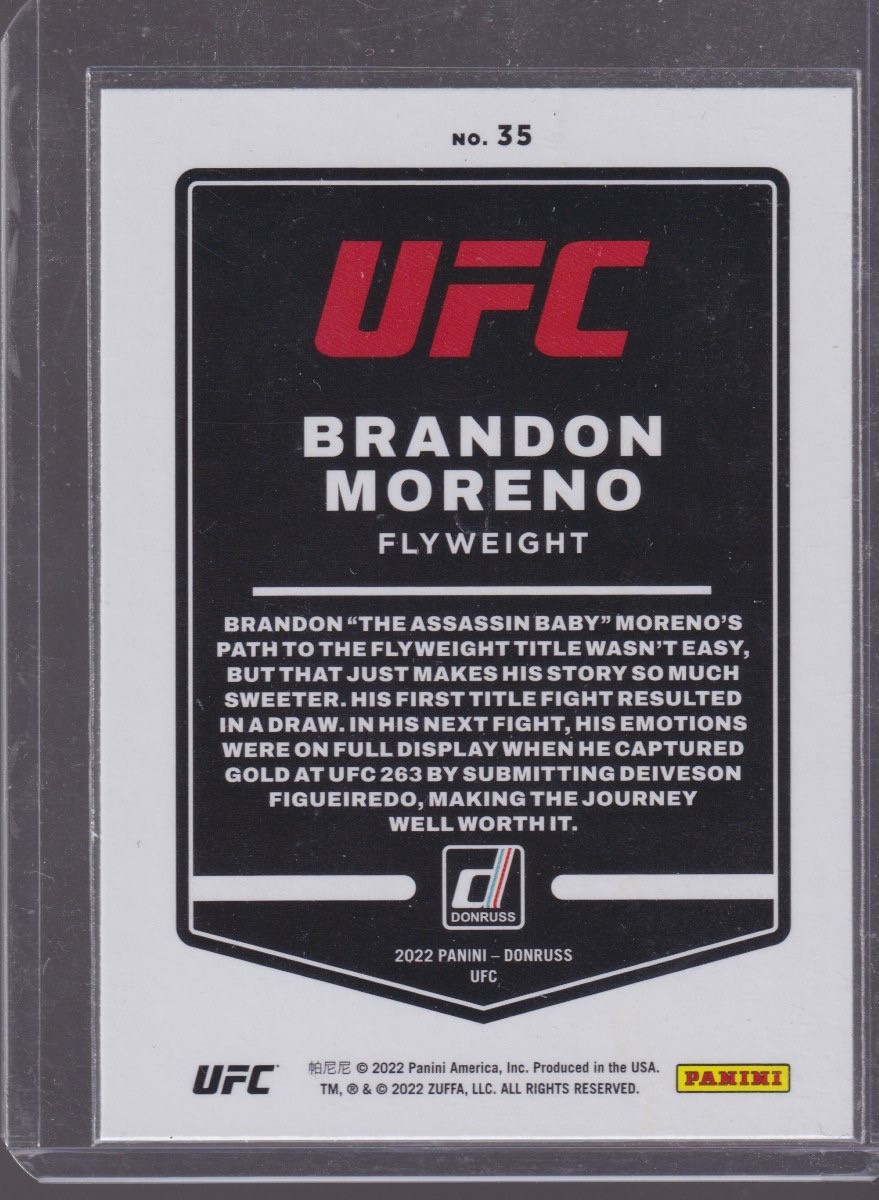 2022 PANINI DONRUSS UFC BRANDON MORENO ORANGE LASER #35 - Image 2