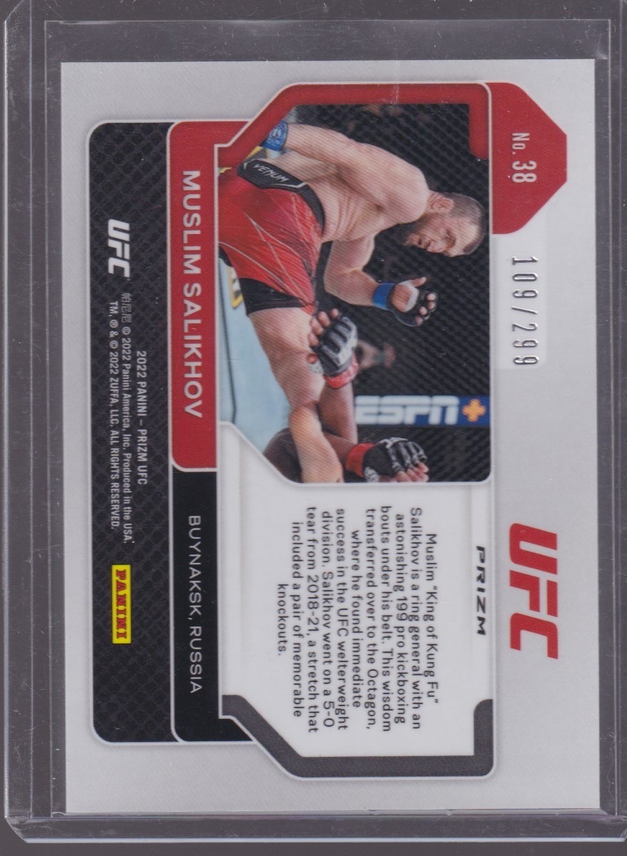 2022 PANINI PRIZM UFC MUSLIM SALIKHOV 109/299 RED #38 - Image 2