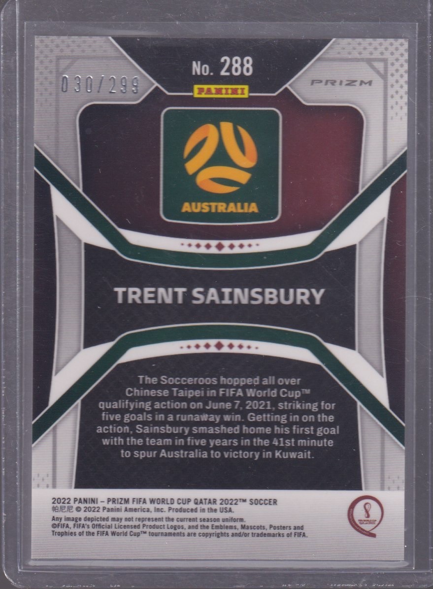 2022 PANINI PRIZM TRENT SAINSBURY 030/299 BLUE #288 - Image 2