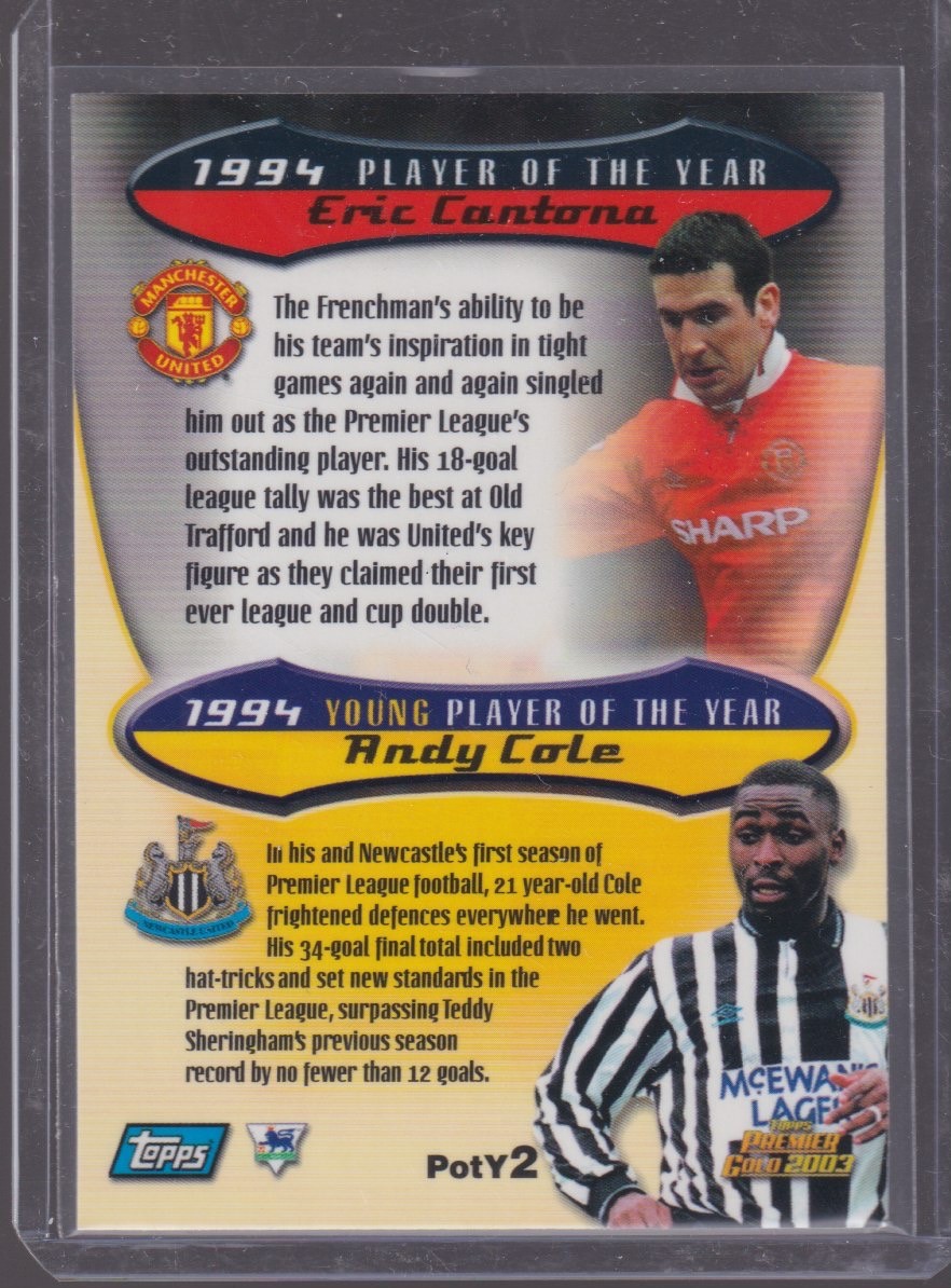 2003 TOPPS PREMIER GOLD ERIC CANTONA 1994 PLAYER OF THE YEAR #POTY2 - Image 2