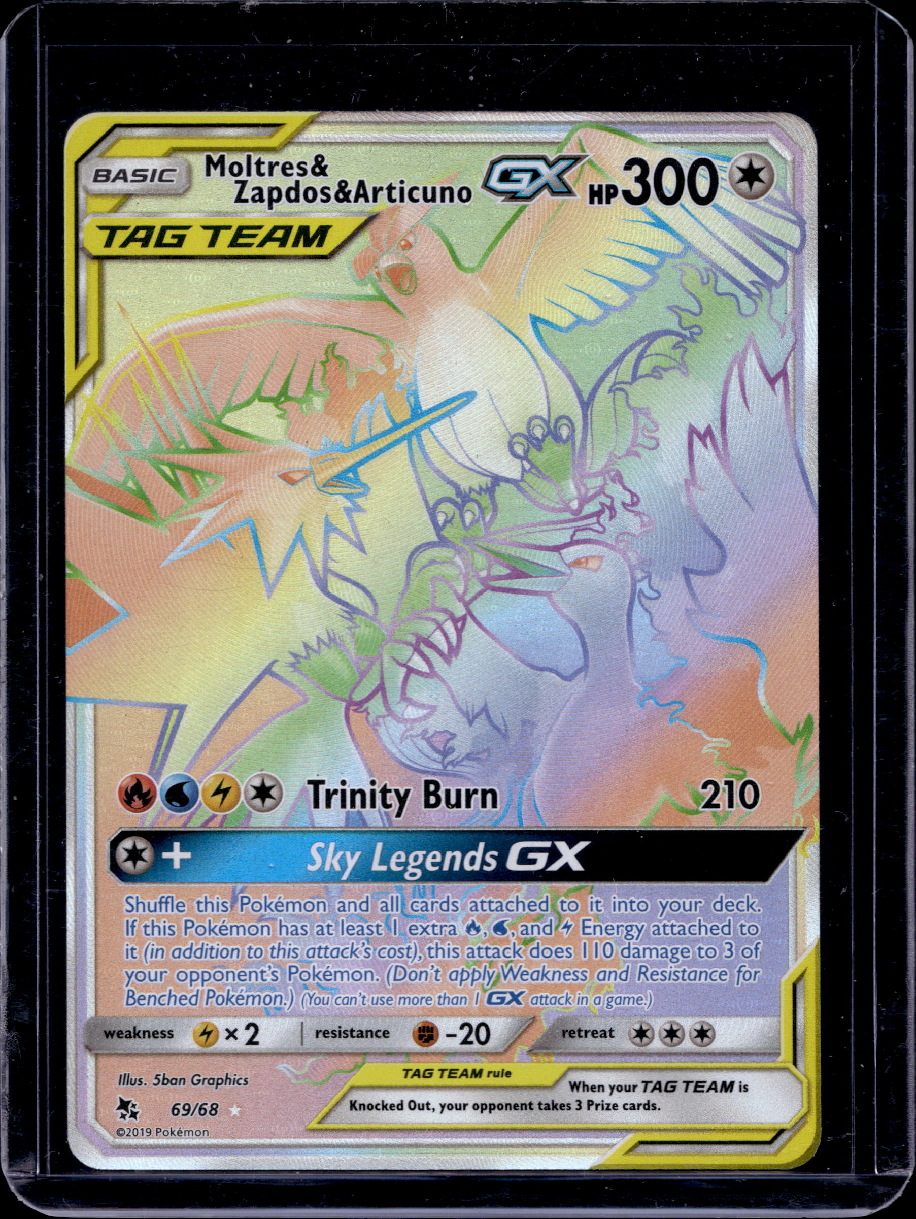 2019 POKEMON HIDDEN FATES MOLTRES & ZAPDOS & ARTICUNO GX 69/68