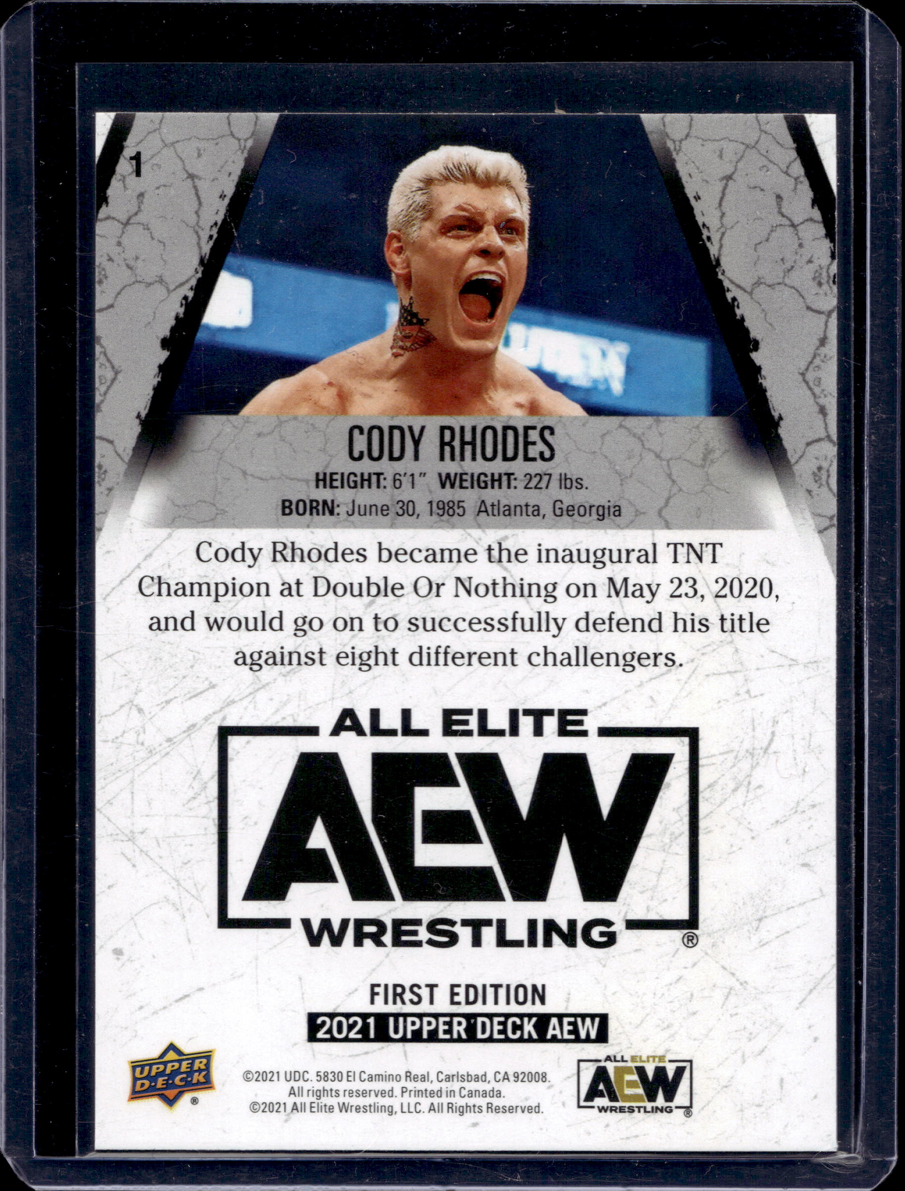 2021 UPPER DECK AEW 1ST EDITION CODY RHODES #1 - Image 2