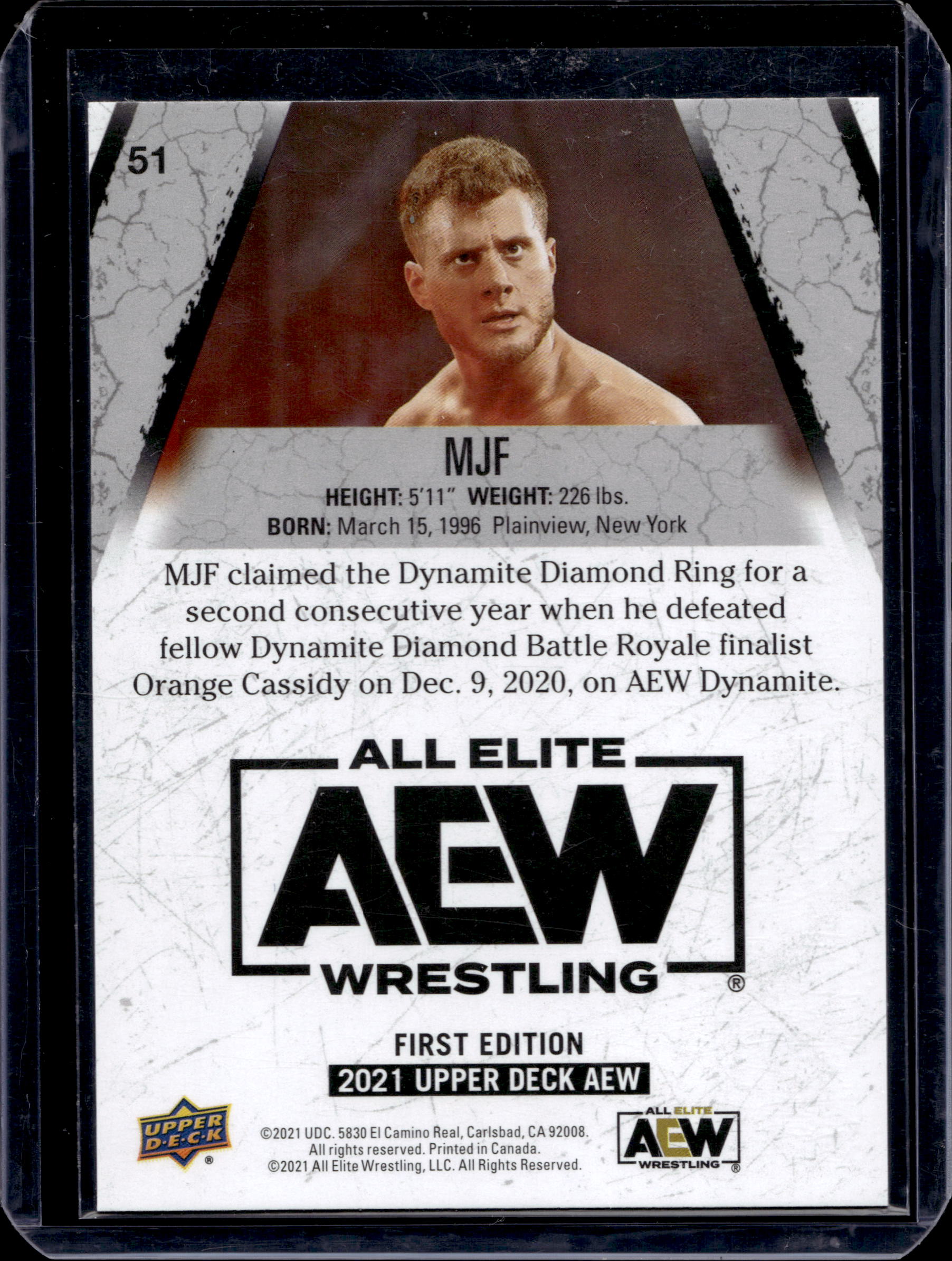 2021 UPPER DECK AEW 1ST EDITION MJF #51 - Image 2