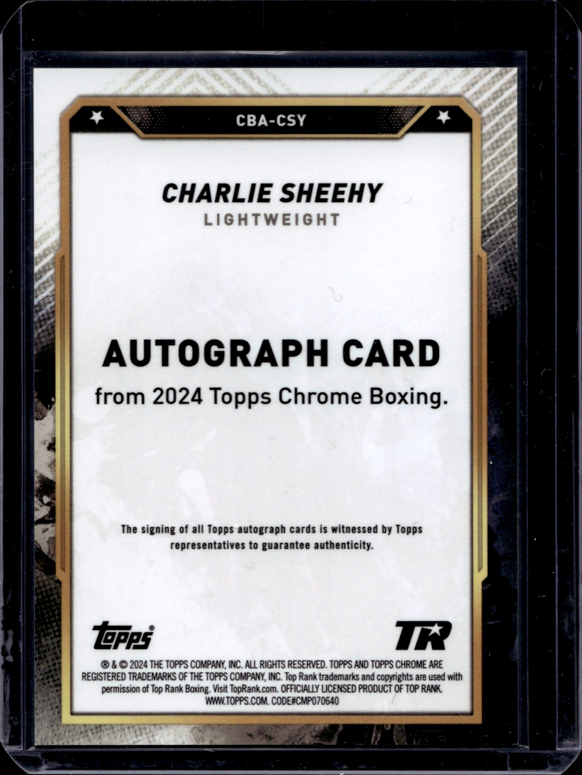 2024 TOPPS CHROME CHARLIE SHEEHY AUTOGRAPH CARD #CBA-CSY - Image 2