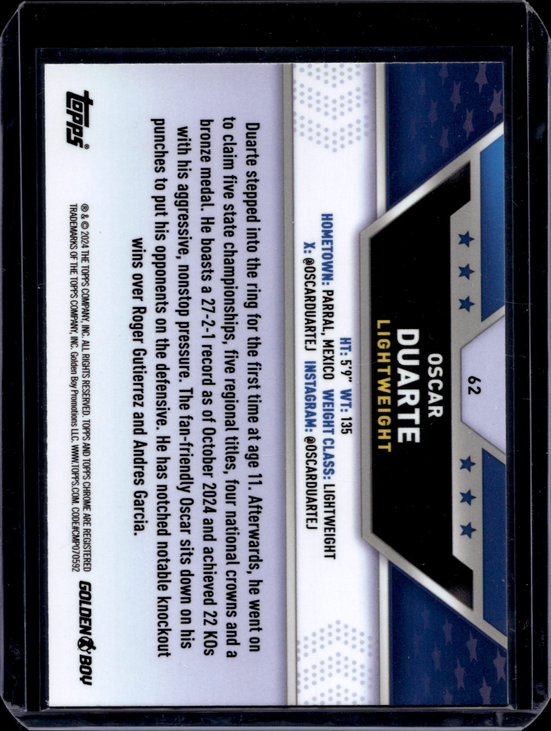 2024 TOPPS CHROME OSCAR DUARTE SHIMMER #62 - Image 2