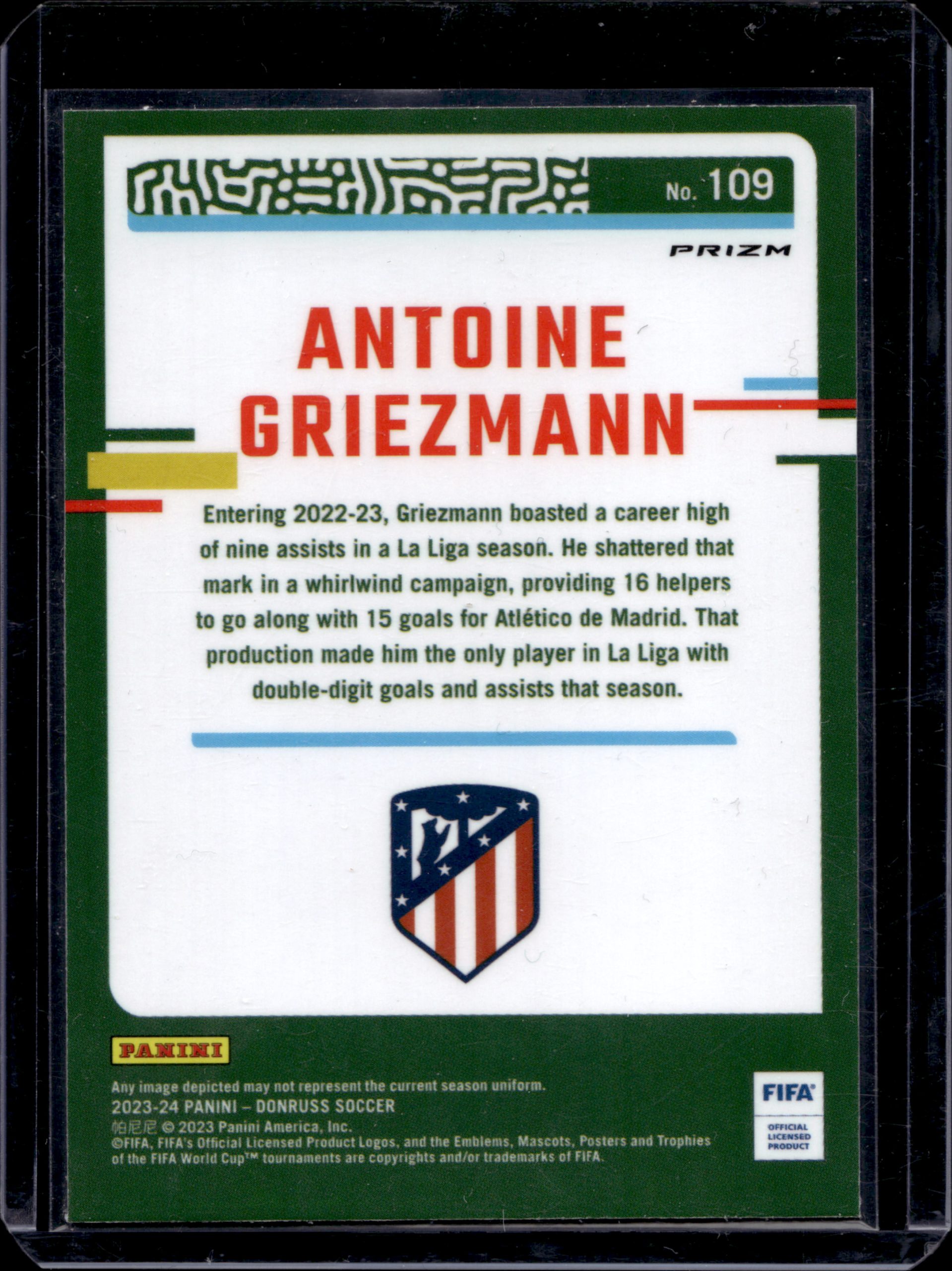 2023 PANINI DONRUSS OPTIC ANTOINE GRIEZMANN ARGYLE #109 - Image 2