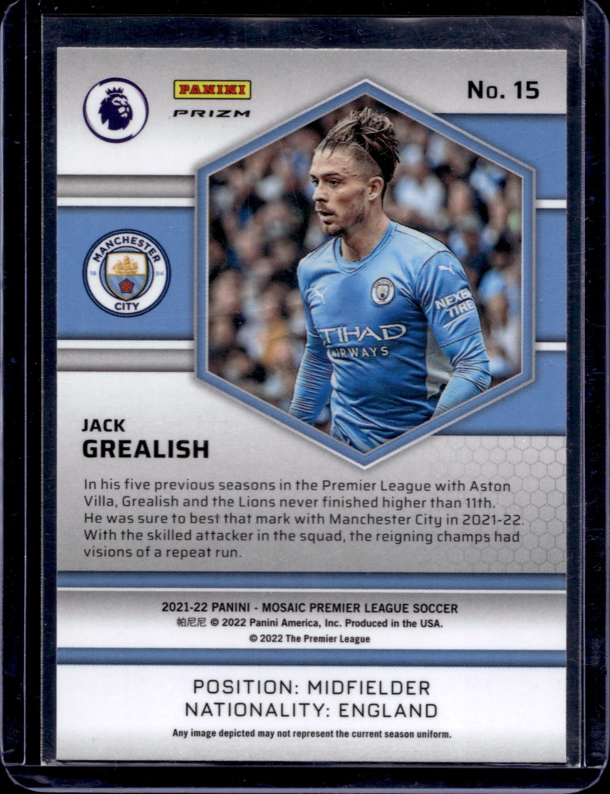 2022 PANINI MOSAIC JACK GREALISH ORANGE FLUORESCENT #15 - Image 2